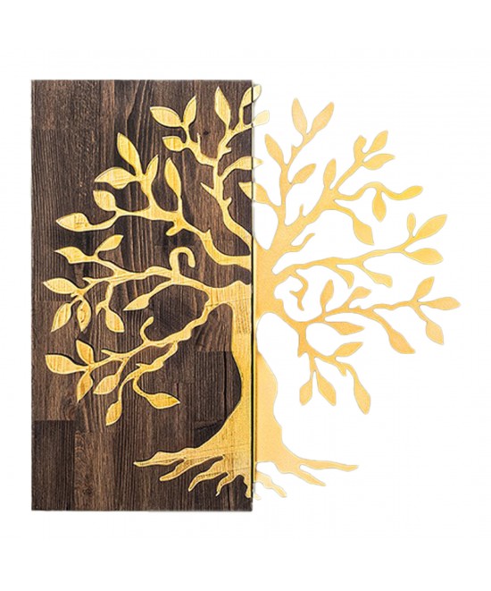 ΔΙΑΚΟΣΜΗΤΙΚΟ ΤΟΙΧΟΥ ΔΕΝΤΡΟ HM4751-ΦΥΛΛΑ ΜΕΤΑΛΛΟΥ ΧΡΥΣΑ-ΞΥΛΟ 58x3(βάθος)x58Υεκ.