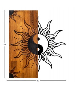 ΔΙΑΚΟΣΜΗΤΙΚΟ ΤΟΙΧΟΥ YIN-YANG HM4756-ΦΥΛΛΑ ΜΕΤΑΛΛΟΥ ΜΑΥΡΑ-ΞΥΛΟ 50x3(βάθος)x58Υεκ.
