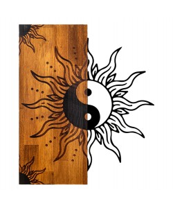 ΔΙΑΚΟΣΜΗΤΙΚΟ ΤΟΙΧΟΥ YIN-YANG HM4756-ΦΥΛΛΑ ΜΕΤΑΛΛΟΥ ΜΑΥΡΑ-ΞΥΛΟ 50x3(βάθος)x58Υεκ.