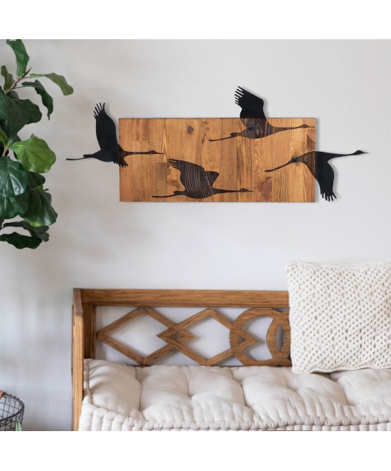 ΔΙΑΚΟΣΜΗΤΙΚΟ ΤΟΙΧΟΥ ΠΟΥΛΙΑ HM4812-ΦΥΛΛΑ ΜΕΤΑΛΛΟΥ ΜΑΥΡΑ-ΞΥΛΟ 90,5x3(βάθος)x34,5Υεκ.