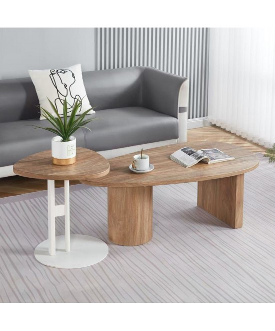 ΤΡΑΠΕΖΙ ΣΑΛΟΝΙΟΥ ΟΒΑΛ ALPER HM18327 MDF ΣΕ SONAMA ΧΡΩΜΑ 110x60x40Υεκ