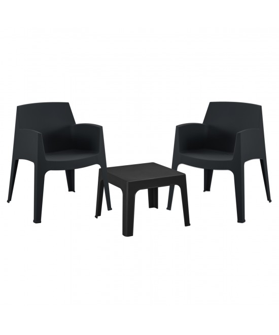 ΣΕΤ 3ΤΜΧ ΠΟΛΥΠΡΟΠΥΛΕΝΙΟΥ SLEEK HM21267.02 ΤΡΑΠΕΖΑΚΙ & 2 ΠΟΛΥΘΡΟΝΕΣ-ΜΑΥΡΟ