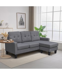 ΚΑΝΑΠΕΣ ΓΩΝΙΑ ΑΝΑΣΤΡΕΨΙΜΗ MEGGY HM3297.01 ΓΚΡΙ ΥΦΑΣΜΑ 184,5x129x86Yεκ.