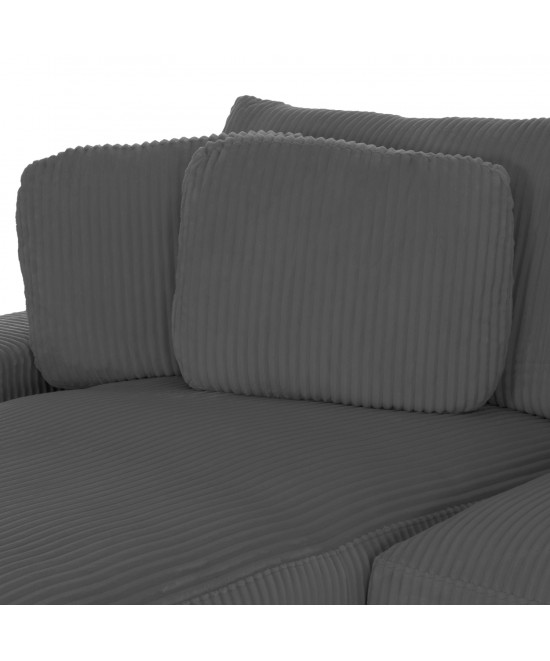 ΚΑΝΑΠΕΣ ΑΡΙΣΤΕΡΗ ΓΩΝΙΑ CRANFIELD HM3287.01L ΓΚΡΙ ΡΙΓΕ ΥΦΑΣΜΑ 315x167(γωνία)x67Υεκ.