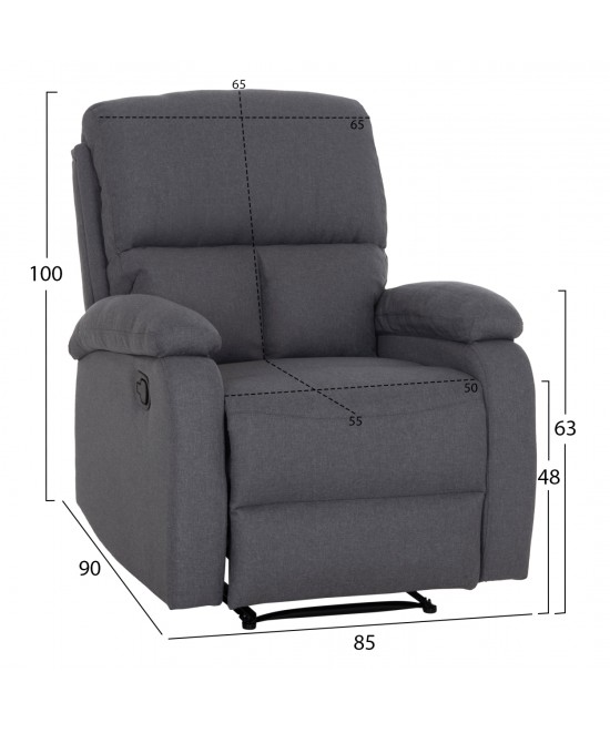 ΠΟΛΥΘΡΟΝΑ RELAX DIONI HM3296.01 ΓΚΡΙ ΥΦΑΣΜΑ 85x90x100Υεκ.