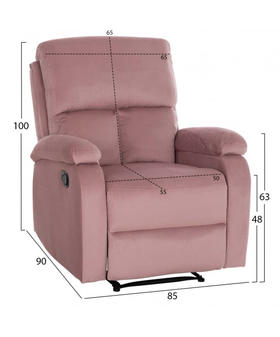 ΠΟΛΥΘΡΟΝΑ RELAX DIONI HM3296.02 ΡΟΖ ΒΕΛΟΥΔΟ 85x90x100Υεκ.