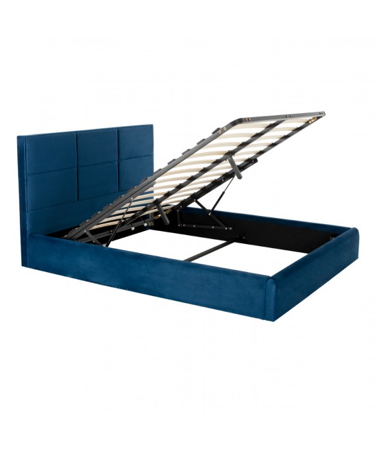 ΚΡΕΒΑΤΙ ΔΙΠΛΟ & ΣΤΡΩΜΑ BRILEY HM21272.03 ΜΠΛΕ ΒΕΛΟΥΔΟ ΜΕ ΑΠΟΘ.ΧΩΡΟ--ΓΙΑ 160x200εκ