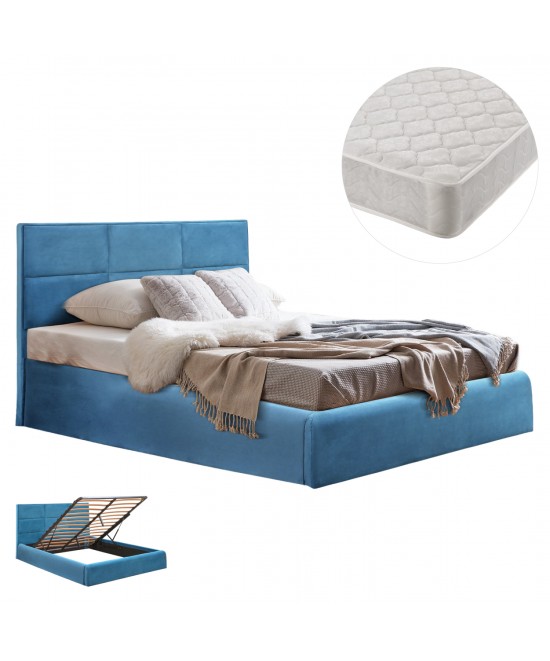 ΚΡΕΒΑΤΙ ΔΙΠΛΟ & ΣΤΡΩΜΑ BRILEY HM21272.04 ΠΕΤΡΟΛ ΒΕΛΟΥΔΟ ΜΕ ΑΠΟΘ.ΧΩΡΟ--ΓΙΑ 160x200εκ