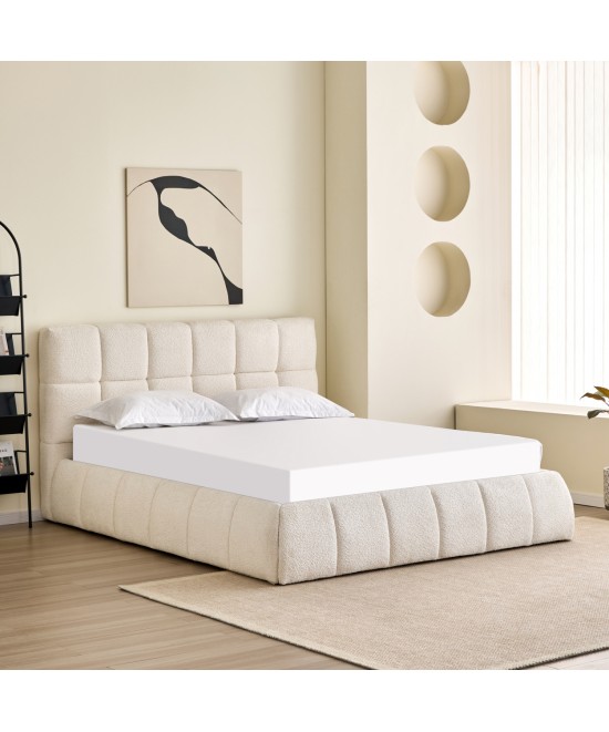 ΚΡΕΒΑΤΙ ΔΙΠΛΟ EDDY HM731.03 ΜΠΕΖ ΜΠΟΥΚΛΕ & ΑΠΟΘΗΚΕΥΤΙΚΟΣ ΧΩΡΟΣ ΓΙΑ  ΣΤΡΩΜΑ 160x200εκ