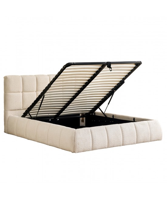 ΚΡΕΒΑΤΙ ΔΙΠΛΟ EDDY HM731.03 ΜΠΕΖ ΜΠΟΥΚΛΕ & ΑΠΟΘΗΚΕΥΤΙΚΟΣ ΧΩΡΟΣ ΓΙΑ  ΣΤΡΩΜΑ 160x200εκ