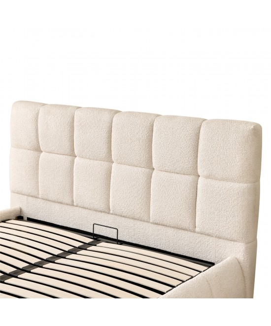 ΚΡΕΒΑΤΙ ΔΙΠΛΟ EDDY HM731.03 ΜΠΕΖ ΜΠΟΥΚΛΕ & ΑΠΟΘΗΚΕΥΤΙΚΟΣ ΧΩΡΟΣ ΓΙΑ  ΣΤΡΩΜΑ 160x200εκ