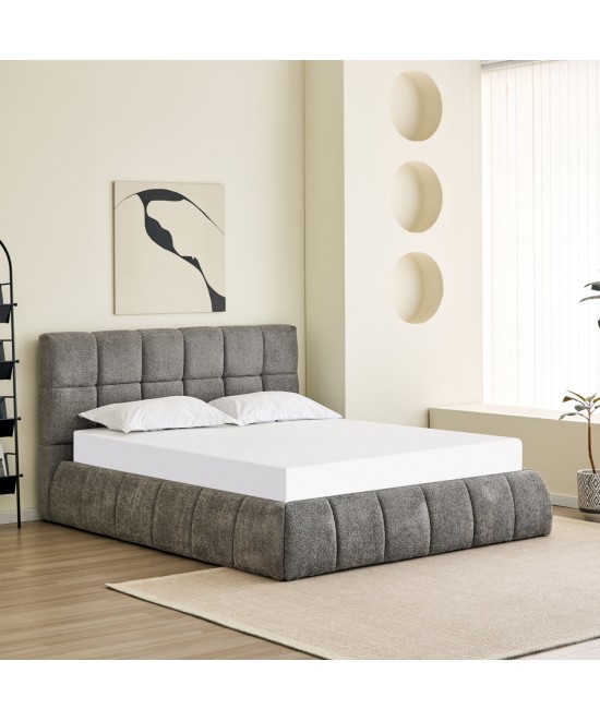 ΚΡΕΒΑΤΙ ΔΙΠΛΟ EDDY HM731.01 ΓΚΡΙ ΜΠΟΥΚΛΕ & ΑΠΟΘΗΚΕΥΤΙΚΟΣ ΧΩΡΟΣ ΓΙΑ ΣΤΡΩΜΑ 160x200εκ