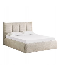 ΚΡΕΒΑΤΙ ΔΙΠΛΟ SANDRA HM732.03 ΜΠΕΖ ΥΦΑΣΜΑ & ΑΠΟΘΗΚΕΥΤΙΚΟΣ ΧΩΡΟΣ ΓΙΑ  ΣΤΡΩΜΑ 160x200εκ