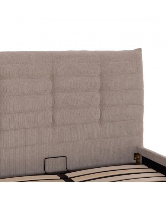 ΚΡΕΒΑΤΙ ΔΙΠΛΟ SANDRA HM732.03 ΜΠΕΖ ΥΦΑΣΜΑ & ΑΠΟΘΗΚΕΥΤΙΚΟΣ ΧΩΡΟΣ ΓΙΑ  ΣΤΡΩΜΑ 160x200εκ