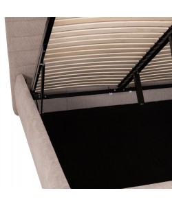 ΚΡΕΒΑΤΙ ΔΙΠΛΟ SANDRA HM732.03 ΜΠΕΖ ΥΦΑΣΜΑ & ΑΠΟΘΗΚΕΥΤΙΚΟΣ ΧΩΡΟΣ ΓΙΑ  ΣΤΡΩΜΑ 160x200εκ