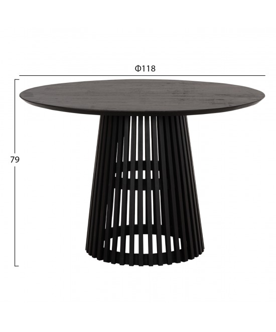 ΤΡΑΠΕΖΙ ΤΡΑΠΕΖΑΡΙΑΣ ΣΤΡΟΓΓΥΛΟ FRANTZ HM9388.02 ΜΑΣΙΦ ΞΥΛΟ MINDI BLACK Φ118x79Υεκ.