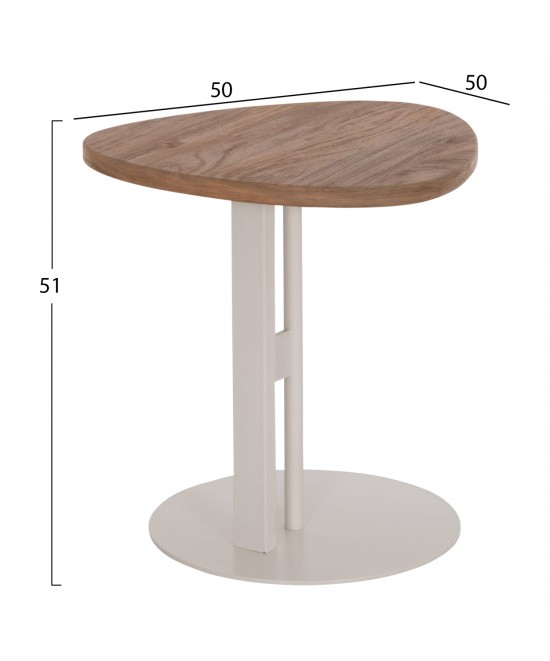 ΒΟΗΘΗΤΙΚΟ ΤΡΑΠΕΖΙ ΟΒΑΛ ALPER HM18328 MDF SONAMA--ΜΕΤΑΛΛΟ ΛΕΥΚΟ 50x50x51Υεκ.