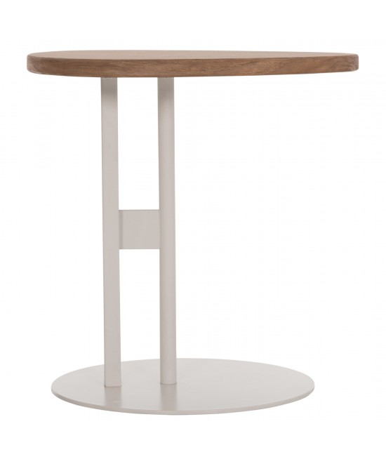 ΒΟΗΘΗΤΙΚΟ ΤΡΑΠΕΖΙ ΟΒΑΛ ALPER HM18328 MDF SONAMA--ΜΕΤΑΛΛΟ ΛΕΥΚΟ 50x50x51Υεκ.