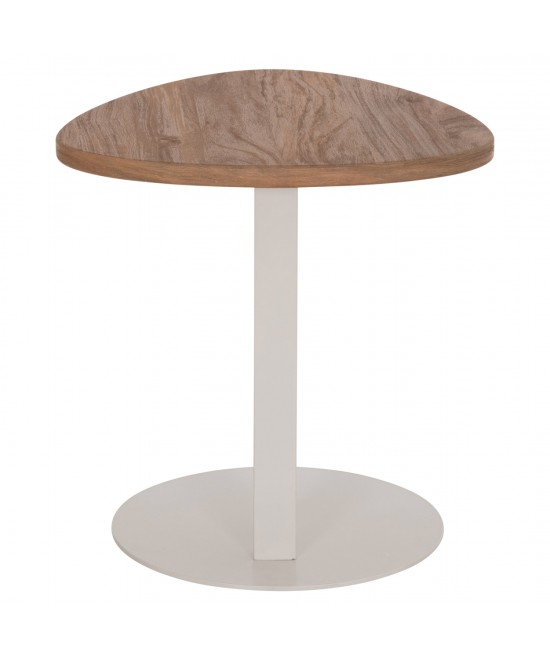 ΒΟΗΘΗΤΙΚΟ ΤΡΑΠΕΖΙ ΟΒΑΛ ALPER HM18328 MDF SONAMA--ΜΕΤΑΛΛΟ ΛΕΥΚΟ 50x50x51Υεκ.