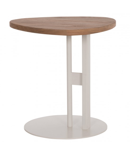 ΒΟΗΘΗΤΙΚΟ ΤΡΑΠΕΖΙ ΟΒΑΛ ALPER HM18328 MDF SONAMA--ΜΕΤΑΛΛΟ ΛΕΥΚΟ 50x50x51Υεκ.