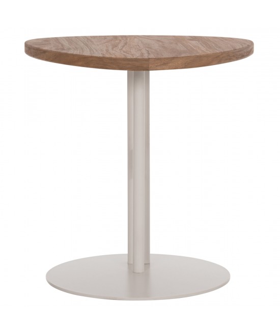 ΒΟΗΘΗΤΙΚΟ ΤΡΑΠΕΖΙ ΟΒΑΛ ALPER HM18328 MDF SONAMA--ΜΕΤΑΛΛΟ ΛΕΥΚΟ 50x50x51Υεκ.