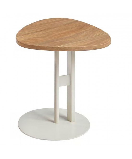 ΒΟΗΘΗΤΙΚΟ ΤΡΑΠΕΖΙ ΟΒΑΛ ALPER HM18328 MDF SONAMA--ΜΕΤΑΛΛΟ ΛΕΥΚΟ Φ50x50Υεκ.