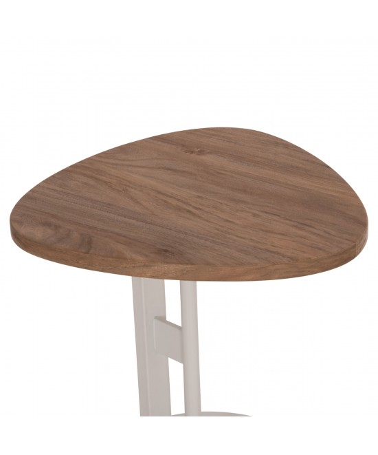 ΒΟΗΘΗΤΙΚΟ ΤΡΑΠΕΖΙ ΟΒΑΛ ALPER HM18328 MDF SONAMA--ΜΕΤΑΛΛΟ ΛΕΥΚΟ 50x50x51Υεκ.