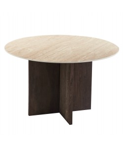 ΤΡΑΠΕΖΙ ΤΡΑΠΕΖΑΡΙΑΣ ΣΤΡΟΓΓΥΛΟ SKY HM18331 ΚΕΡΑΜΙΚΟ TOP ΟΨΗ ΤΡΑΒΕΡΤΙΝΑΣ Φ120x76Υεκ