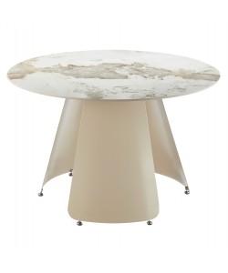 ΤΡΑΠΕΖΙ ΤΡΑΠΕΖΑΡΙΑΣ ΣΤΡΟΓΓΥΛΟ SEDAR HM18326 ΚΕΡΑΜΙΚΟ TOP--ΚΡΕΜ ΜΕΤΑΛ.ΠΟΔΙΑ Φ120x78Υ