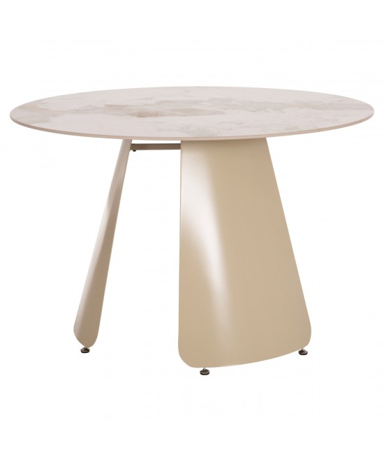 ΤΡΑΠΕΖΙ ΤΡΑΠΕΖΑΡΙΑΣ ΣΤΡΟΓΓΥΛΟ SEDAR HM18326 ΚΕΡΑΜΙΚΟ TOP--ΚΡΕΜ ΜΕΤΑΛ.ΠΟΔΙΑ Φ120x78Υ