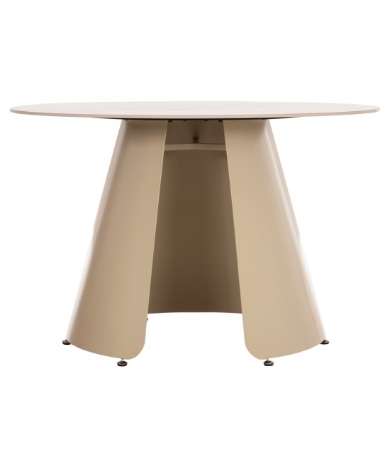 ΤΡΑΠΕΖΙ ΤΡΑΠΕΖΑΡΙΑΣ ΣΤΡΟΓΓΥΛΟ SEDAR HM18326 ΚΕΡΑΜΙΚΟ TOP--ΚΡΕΜ ΜΕΤΑΛ.ΠΟΔΙΑ Φ120x78Υ