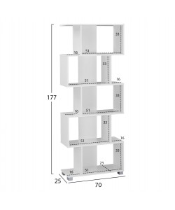 ΒΙΒΛΙΟΘΗΚΗ ΜΕΛΑΜΙΝΗΣ HM2385.04 ΛΕΥΚΗ 70x25x177 εκ.