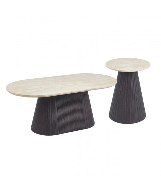 ΣΕΤ 2ΤΜΧ ΤΡΑΠΕΖΙΑ ΣΑΛΟΝΙΟΥ CATER HM21260 ΚΕΡΑΜΙΚΟ TOP ΟΨΗ ΤΡΑΒΕΡΤΙΝΑΣ-MDF ΒΑΣΗ ΚΑΦΕ