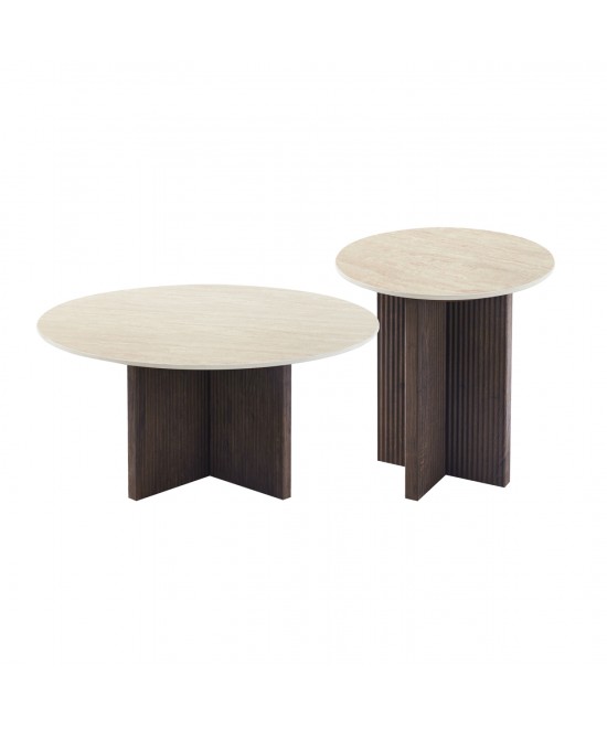 ΣΕΤ 2ΤΜΧ ΤΡΑΠΕΖΙΑ ΣΑΛΟΝΙΟΥ SKY HM21263 ΚΕΡΑΜΙΚΟ TOP ΟΨΗ ΤΡΑΒΕΡΤΙΝΑΣ-MDF ΒΑΣΗ ΚΑΦΕ
