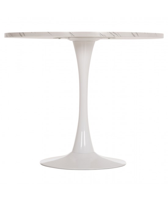 ΤΡΑΠΕΖΙ ΤΡΑΠΕΖΑΡΙΑΣ ROLLO HM9421.11 ΣΤΡΟΓΓΥΛΟ WHITE MARBLE Φ90x74Υεκ.