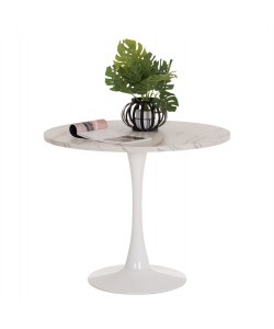 ΤΡΑΠΕΖΙ ΤΡΑΠΕΖΑΡΙΑΣ ROLLO HM9421.11 ΣΤΡΟΓΓΥΛΟ WHITE MARBLE Φ90x74Υεκ.