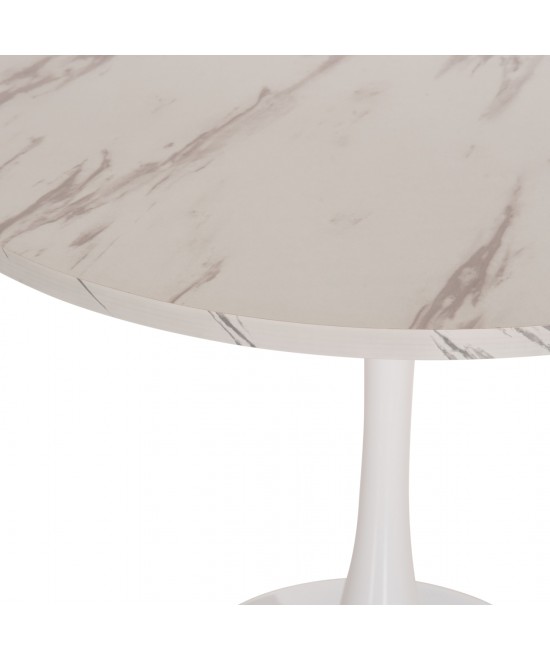 ΤΡΑΠΕΖΙ ΤΡΑΠΕΖΑΡΙΑΣ ROLLO HM9421.11 ΣΤΡΟΓΓΥΛΟ WHITE MARBLE Φ90x74Υεκ.