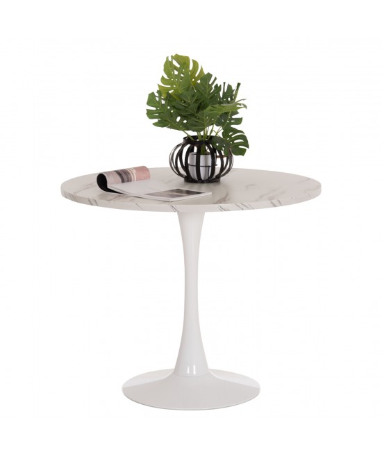 ΤΡΑΠΕΖΙ ΤΡΑΠΕΖΑΡΙΑΣ ROLLO HM9421.11 ΣΤΡΟΓΓΥΛΟ WHITE MARBLE Φ90x74Υεκ.