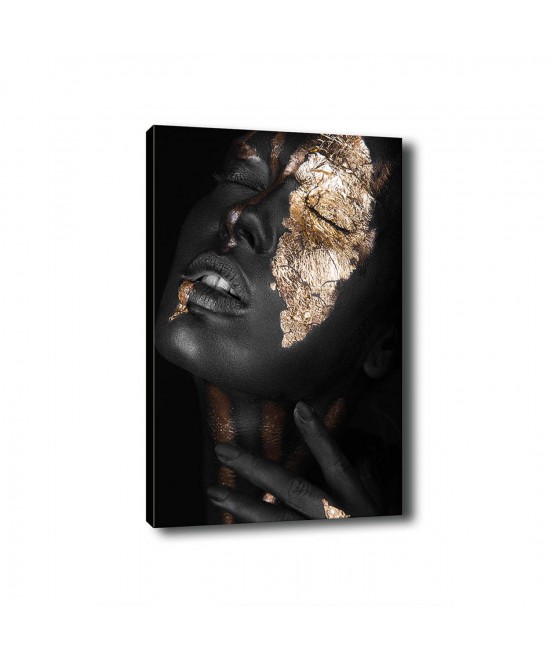 ΠΙΝΑΚΑΣ ΚΑΜΒΑΣ DARK SKINNED GIRL WITH GOLD MAKEUP HM7196.01 50X3X70 εκ.