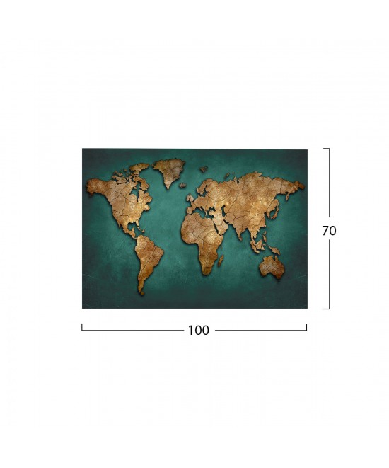 ΠΙΝΑΚΑΣ ΚΑΜΒΑΣ WORLD MAP HM7197.01 100X3X70 εκ.