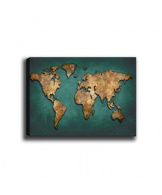 ΠΙΝΑΚΑΣ ΚΑΜΒΑΣ WORLD MAP HM7197.01 100X3X70 εκ.