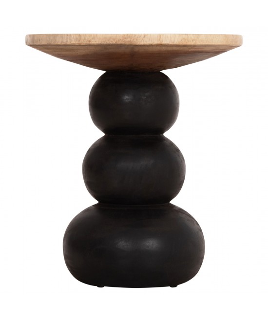 ΒΟΗΘΗΤΙΚΟ ΤΡΑΠΕΖΑΚΙ ΣΤΡΟΓΓΥΛΟ JACKY HM9890 SUAR ΞΥΛΟ ΦΥΣΙΚΟ & ΜΑΥΡΟ Φ40x45,5Υεκ.