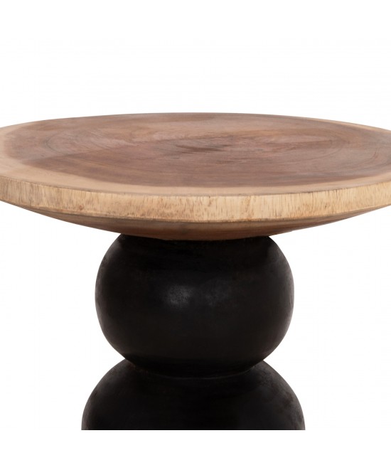 ΒΟΗΘΗΤΙΚΟ ΤΡΑΠΕΖΑΚΙ ΣΤΡΟΓΓΥΛΟ JACKY HM9890 SUAR ΞΥΛΟ ΦΥΣΙΚΟ & ΜΑΥΡΟ Φ40x45,5Υεκ.