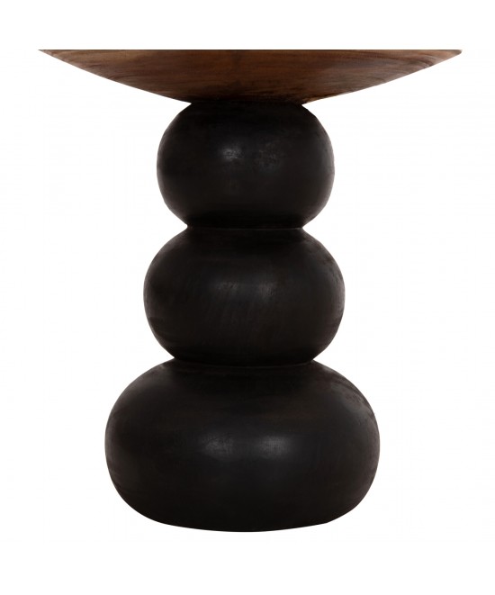 ΒΟΗΘΗΤΙΚΟ ΤΡΑΠΕΖΑΚΙ ΣΤΡΟΓΓΥΛΟ JACKY HM9890 SUAR ΞΥΛΟ ΦΥΣΙΚΟ & ΜΑΥΡΟ Φ40x45,5Υεκ.