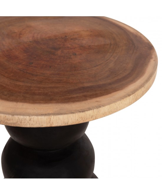 ΒΟΗΘΗΤΙΚΟ ΤΡΑΠΕΖΑΚΙ ΣΤΡΟΓΓΥΛΟ JACKY HM9890 SUAR ΞΥΛΟ ΦΥΣΙΚΟ & ΜΑΥΡΟ Φ40x45,5Υεκ.