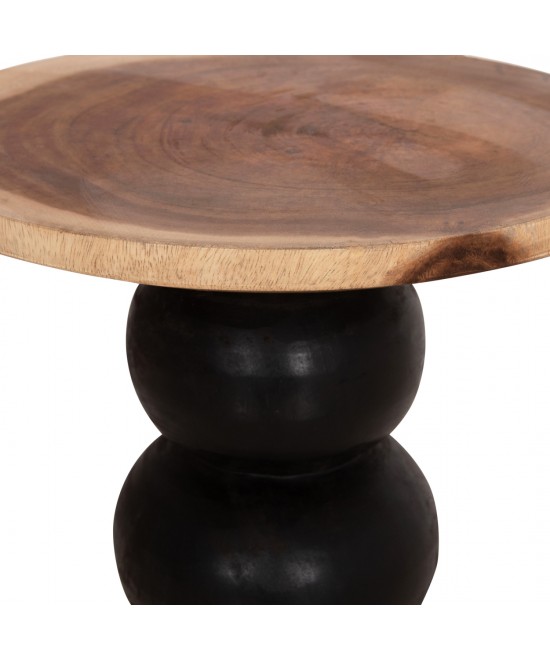 ΒΟΗΘΗΤΙΚΟ ΤΡΑΠΕΖΑΚΙ ΣΤΡΟΓΓΥΛΟ JACKY HM9890 SUAR ΞΥΛΟ ΦΥΣΙΚΟ & ΜΑΥΡΟ Φ40x45,5Υεκ.