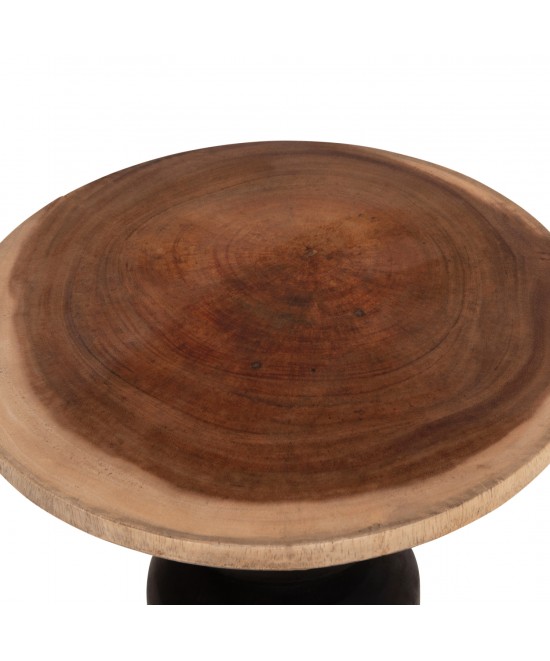 ΒΟΗΘΗΤΙΚΟ ΤΡΑΠΕΖΑΚΙ ΣΤΡΟΓΓΥΛΟ JACKY HM9890 SUAR ΞΥΛΟ ΦΥΣΙΚΟ & ΜΑΥΡΟ Φ40x45,5Υεκ.