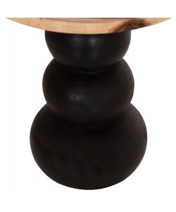 ΒΟΗΘΗΤΙΚΟ ΤΡΑΠΕΖΑΚΙ ΣΤΡΟΓΓΥΛΟ JACKY HM9890 SUAR ΞΥΛΟ ΦΥΣΙΚΟ & ΜΑΥΡΟ Φ40x45,5Υεκ.