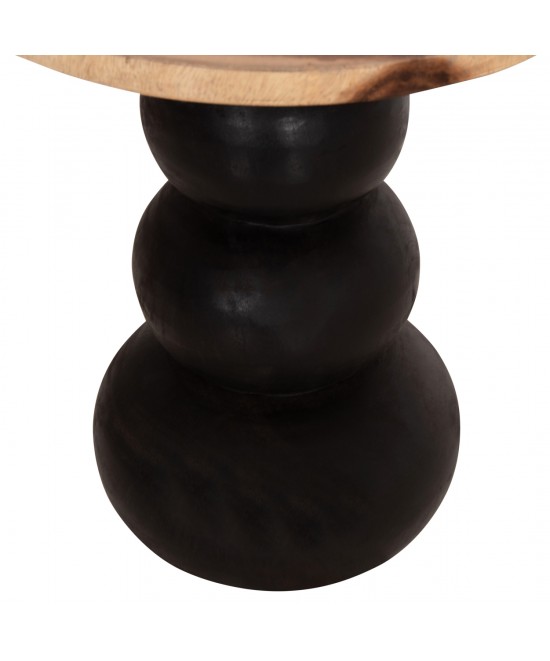 ΒΟΗΘΗΤΙΚΟ ΤΡΑΠΕΖΑΚΙ ΣΤΡΟΓΓΥΛΟ JACKY HM9890 SUAR ΞΥΛΟ ΦΥΣΙΚΟ & ΜΑΥΡΟ Φ40x45,5Υεκ.