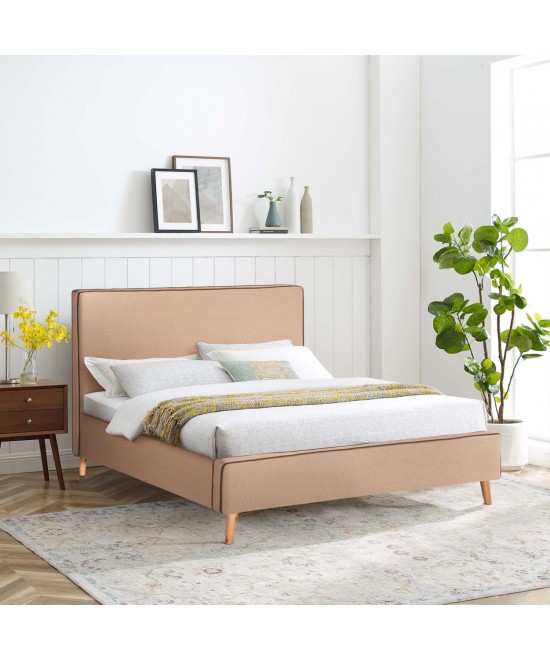 ΚΡΕΒΑΤΙ ΜΕ ΣΤΡΩΜΑ INDRA HM21280.02 ΜΠΕΖ ΥΦΑΣΜΑ--ΓΙΑ 160x200εκ